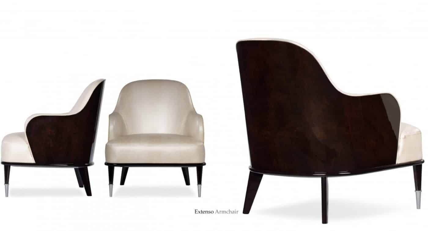 Designer armchair beige leather