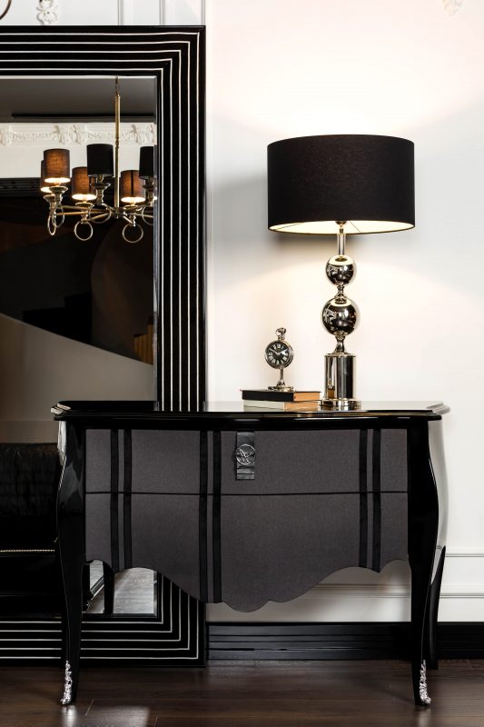 black glossy chest of drawers
