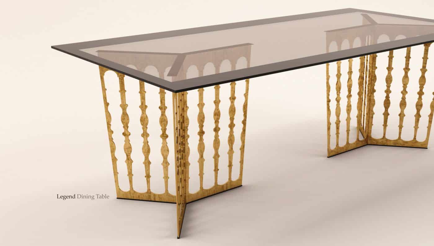 Modern dining table with glass top