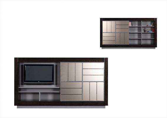 Entertainment cabinet with sliding door