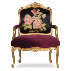 Regal Bordeaux  Classic Velvet Armchairs with Golden Accents "Boston"